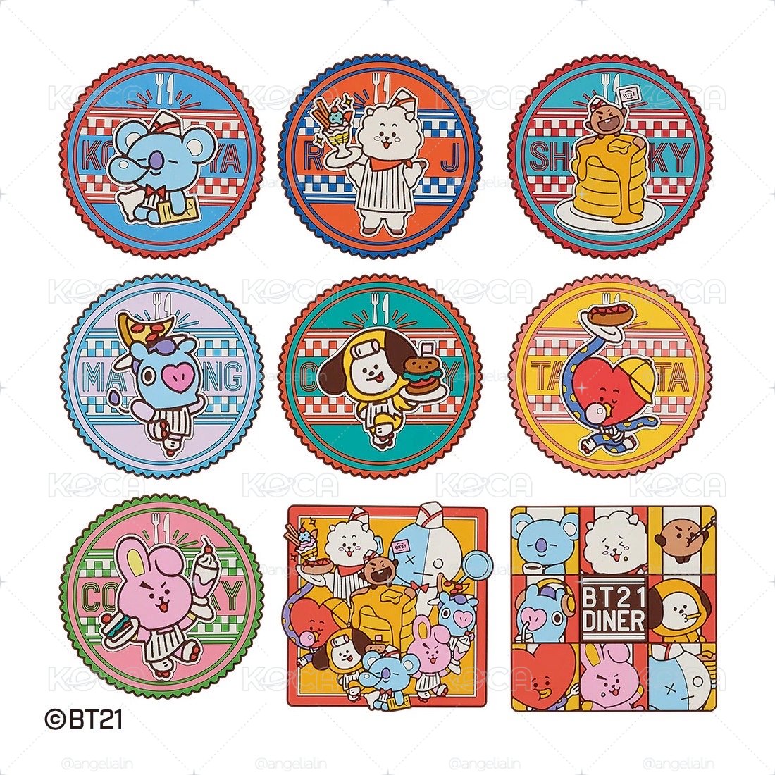 【一番賞】BT21 Diner（L賞）軟膠杯墊 派對