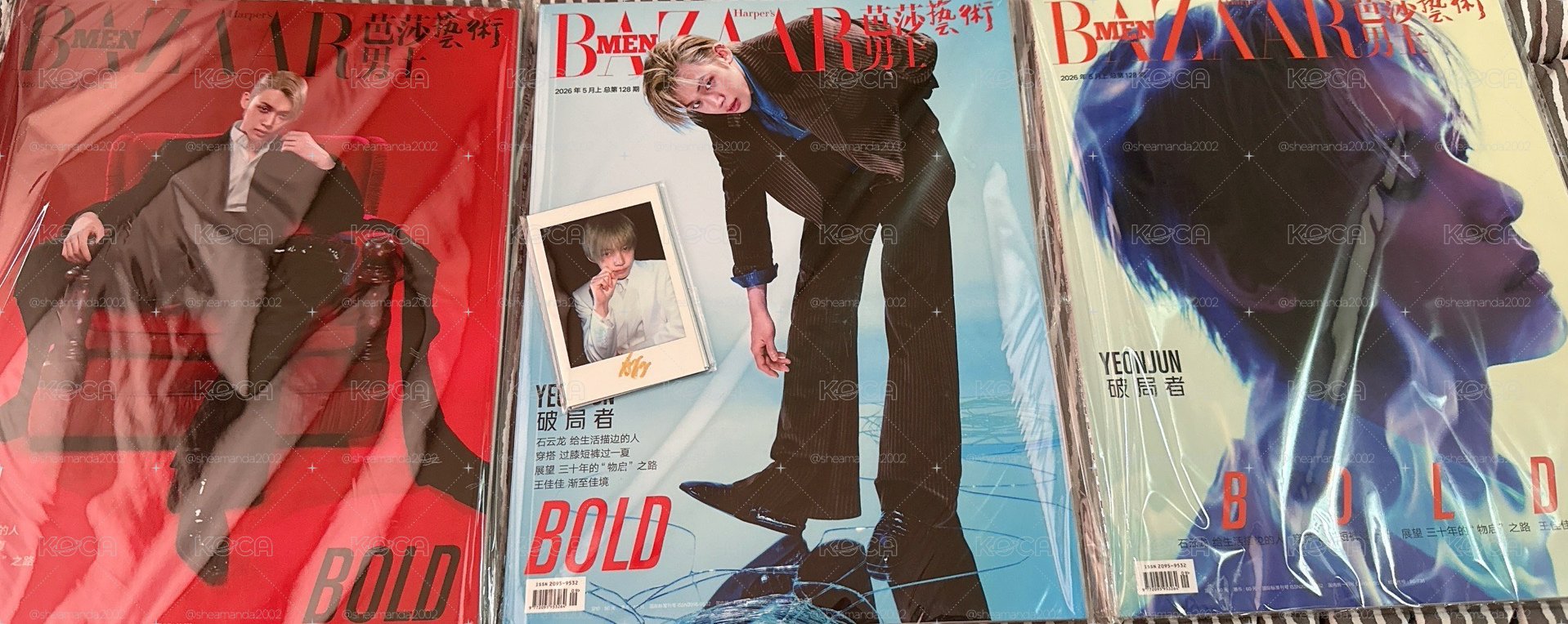 TXT YEONJUN 芭莎男士雜誌3本+拍立得一套