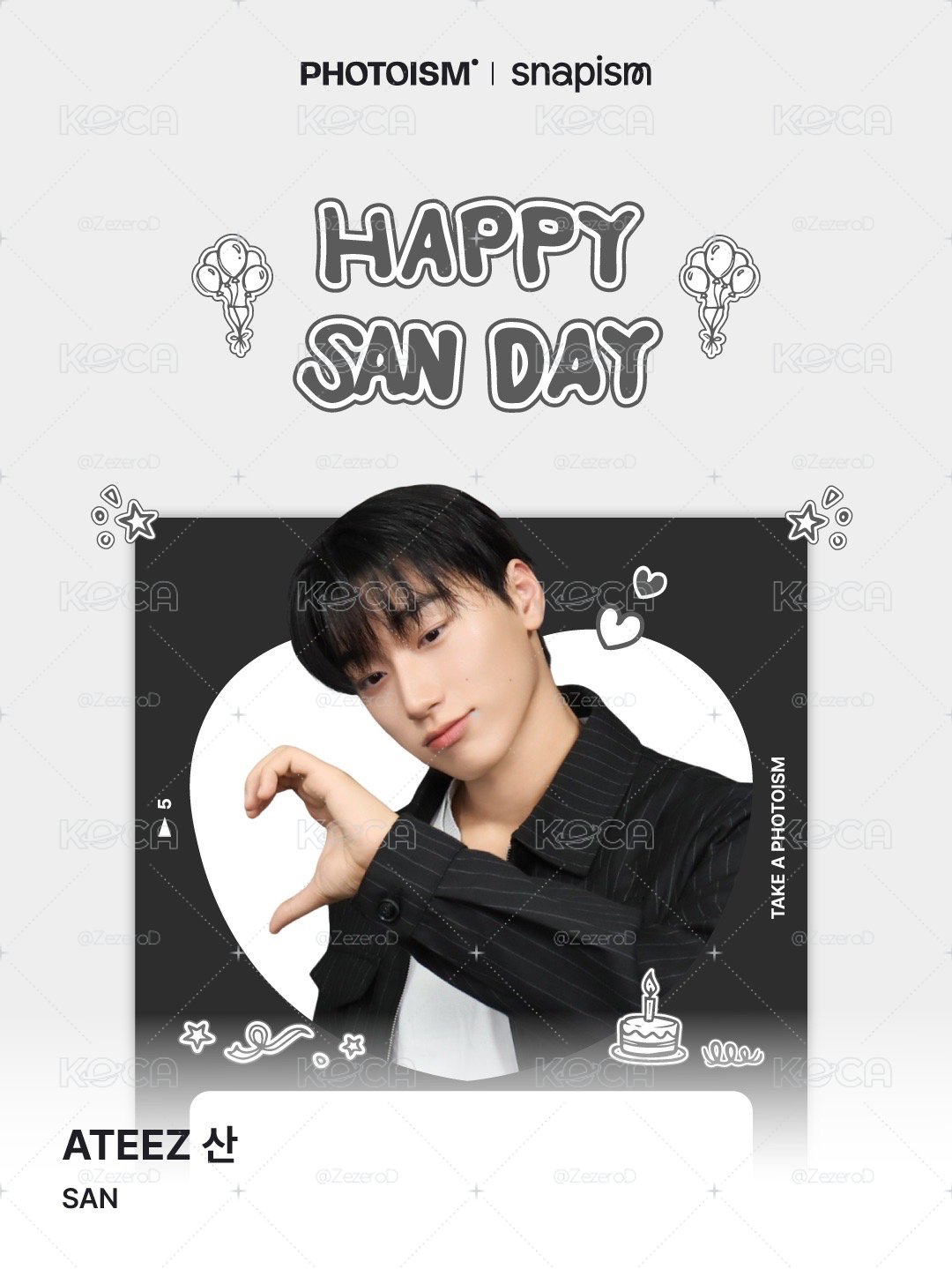 ATEEZ SAN X photoism X snapism 人生四格卡 貼紙 代印