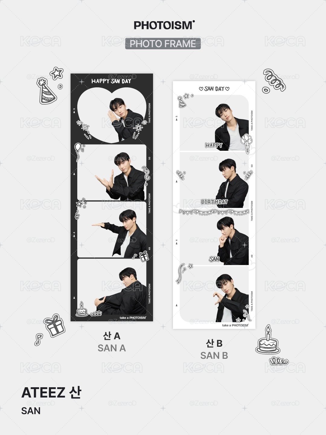 ATEEZ SAN X photoism X snapism 人生四格卡 貼紙 代印