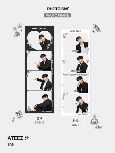 ATEEZ SAN X photoism X snapism 人生四格卡 貼紙 代印