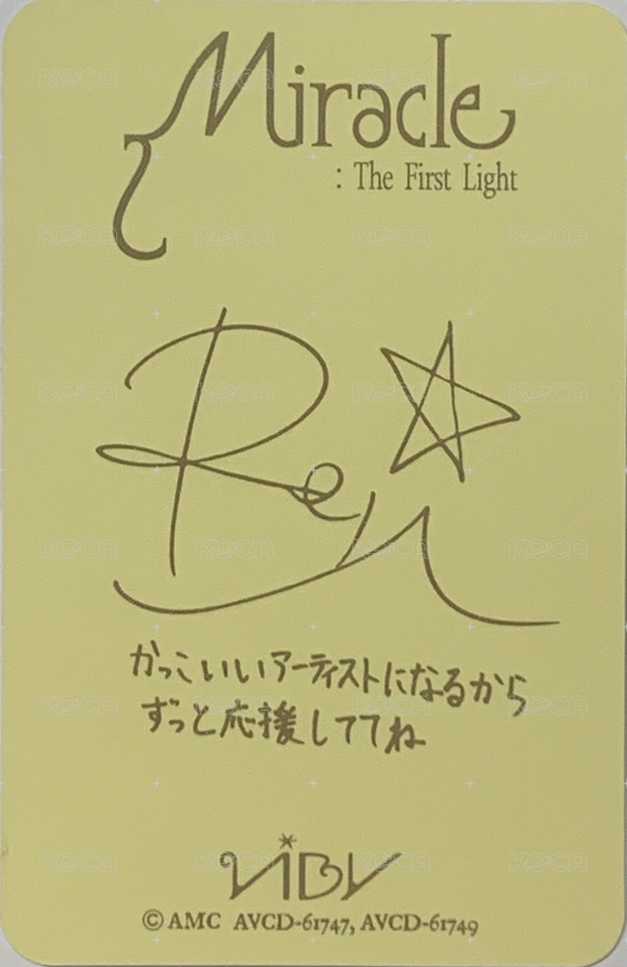Miracle : The First Light 單封 專輯卡  背面
