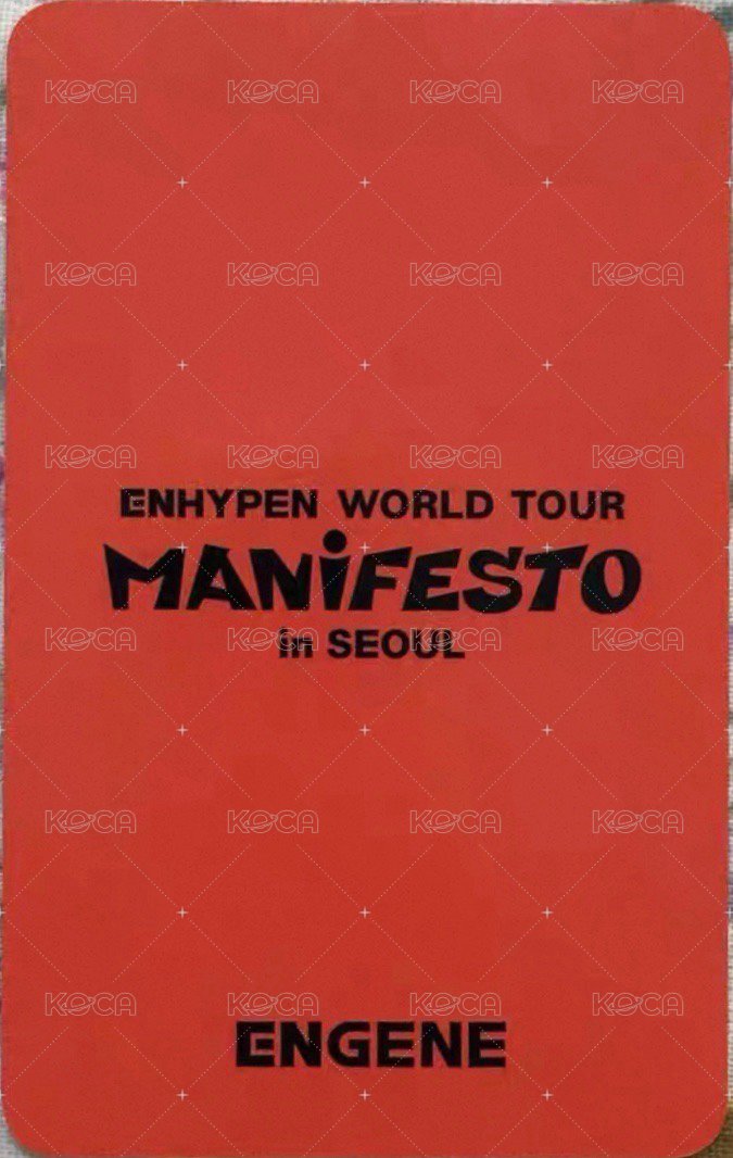 MANIFESTO世巡 首爾Zone 入場卡 / 場限卡  背面