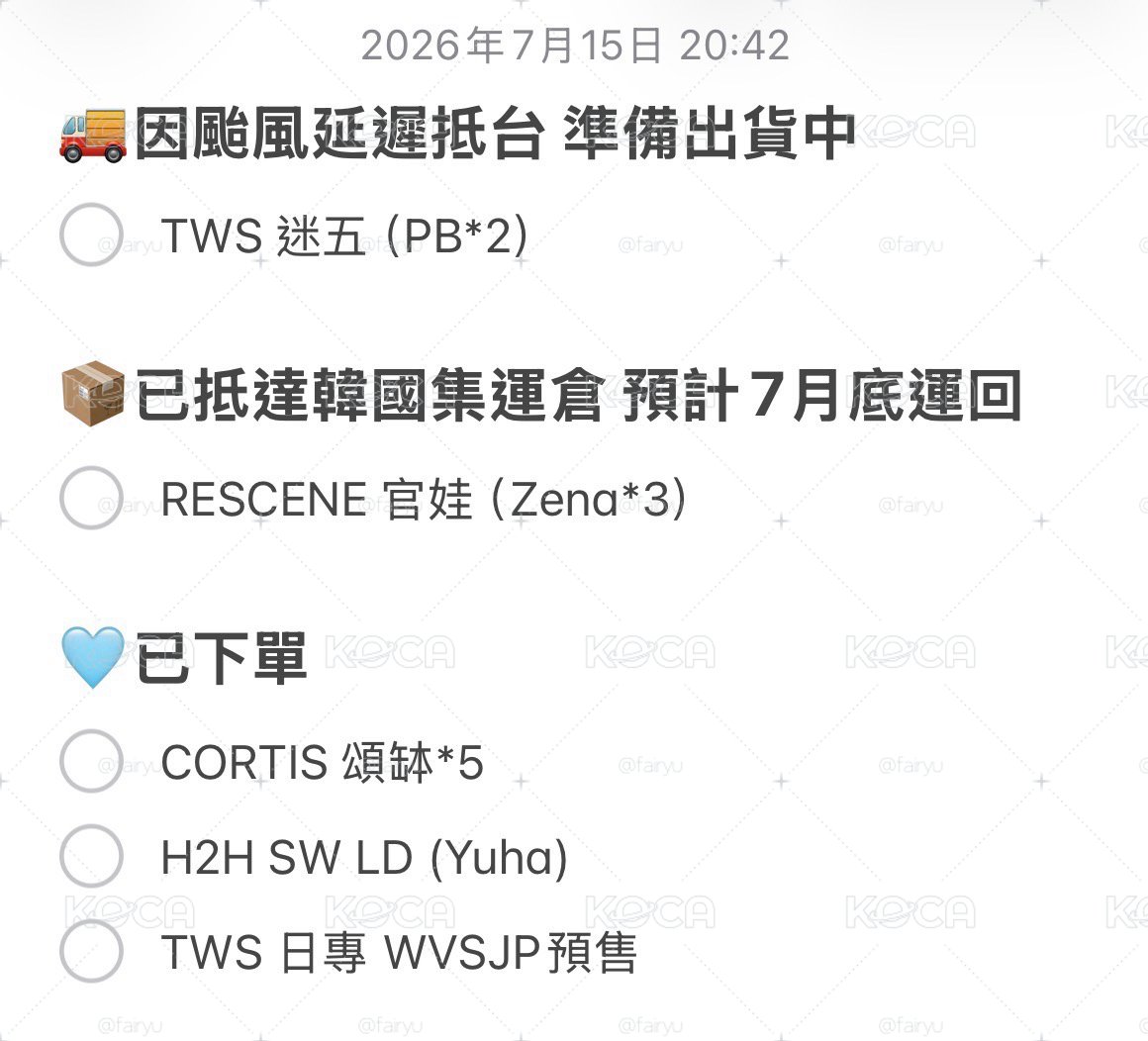 📌預購商品進度