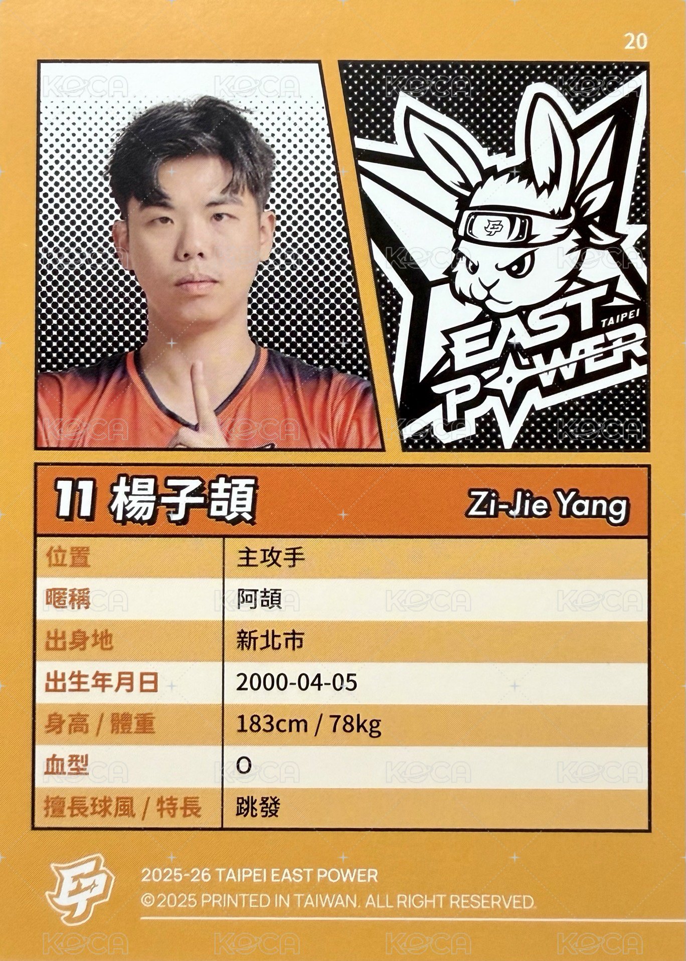 點將錄 球員卡 普卡 橘版 背面