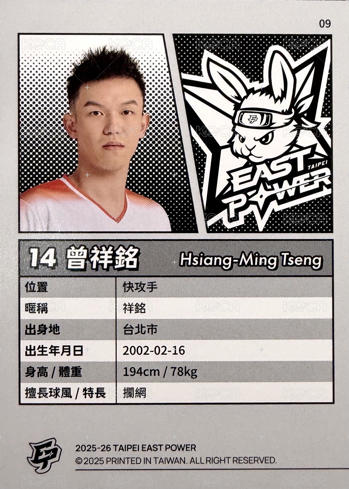 點將錄 球員卡 普卡 白版 背面
