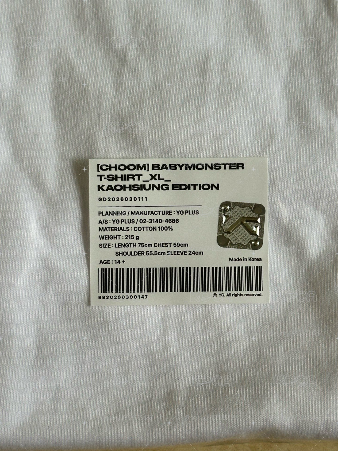 高雄快閃 白T （XL