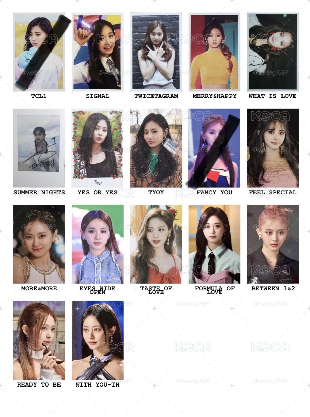 Twice_子瑜歷屆專輯花絮卡