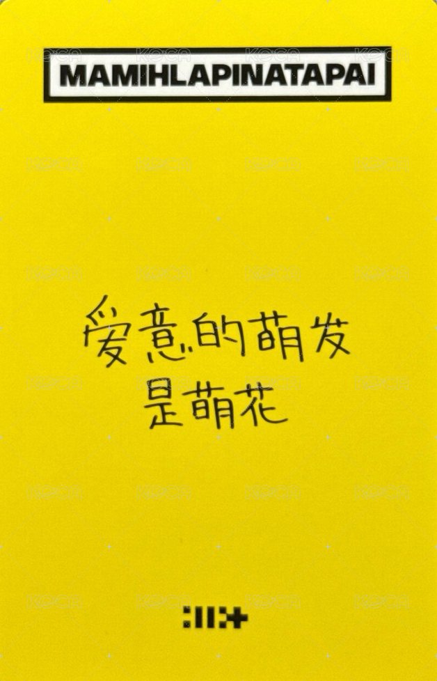 MAMIHLAPINATAPAI yzy 預售2.0 特典卡  背面