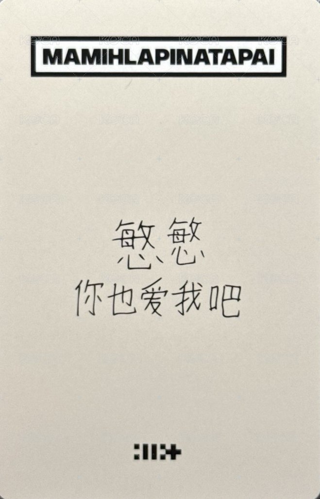 MAMIHLAPINATAPAI yzy 預售1.0 特典卡  背面