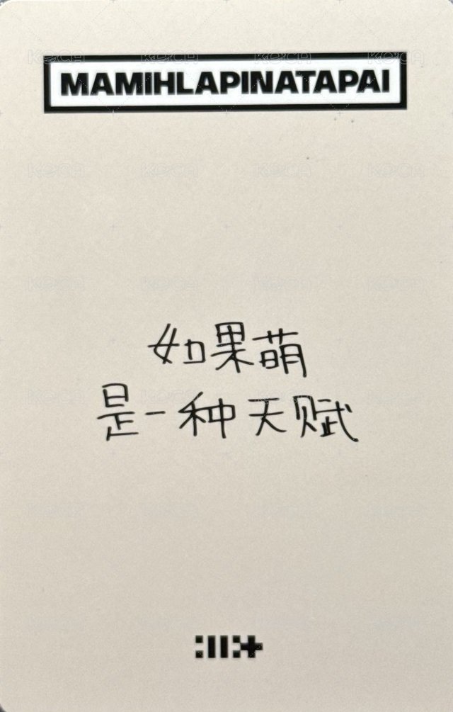 MAMIHLAPINATAPAI yzy 預售1.0 特典卡  背面