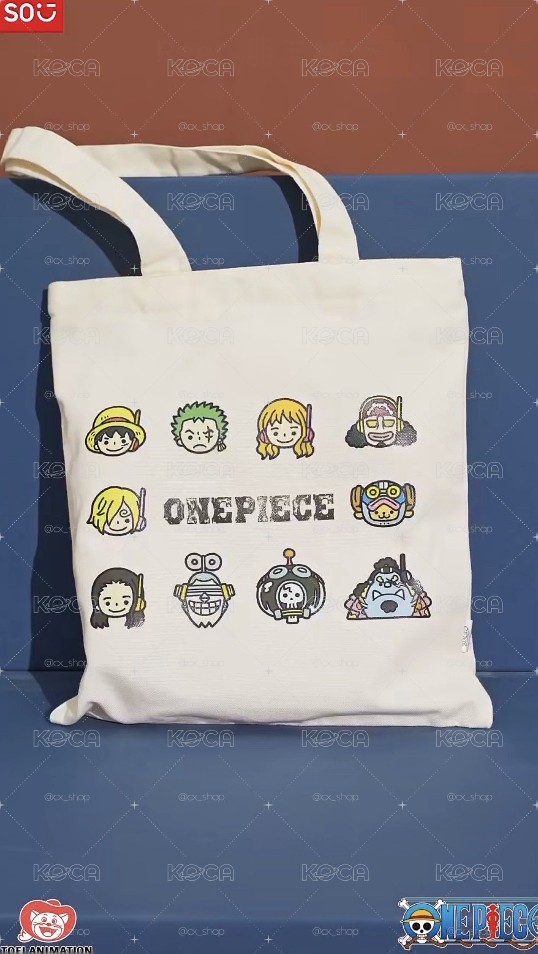 MINISO × 航海王 帆布包 ONE PIECE 草帽海賊團 Q版頭像大集合 有拉鏈托特包 單肩手提袋(含原裝吊牌)