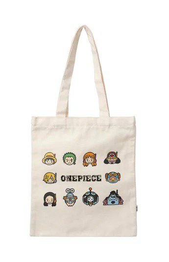 MINISO × 航海王 帆布包 ONE PIECE 草帽海賊團 Q版頭像大集合 有拉鏈托特包 單肩手提袋（含原裝吊牌）