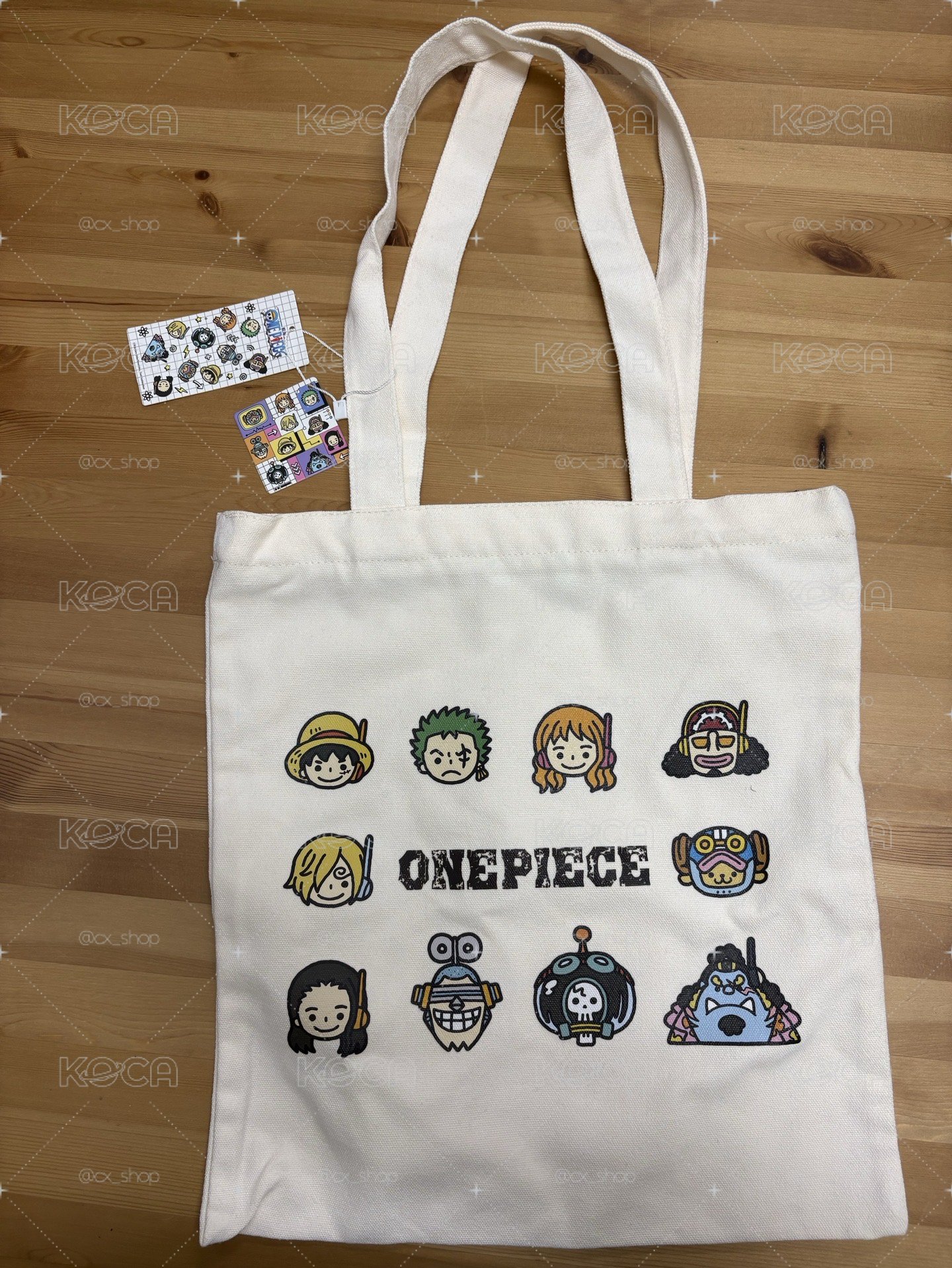 MINISO × 航海王 帆布包 ONE PIECE 草帽海賊團 Q版頭像大集合 有拉鏈托特包 單肩手提袋（含原裝吊牌）