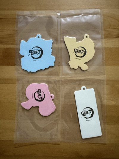 鬼滅之刃 香氛卡 4入全套組（伊之助/啾太郎/竹筒/日輪刀耳環）白茶香