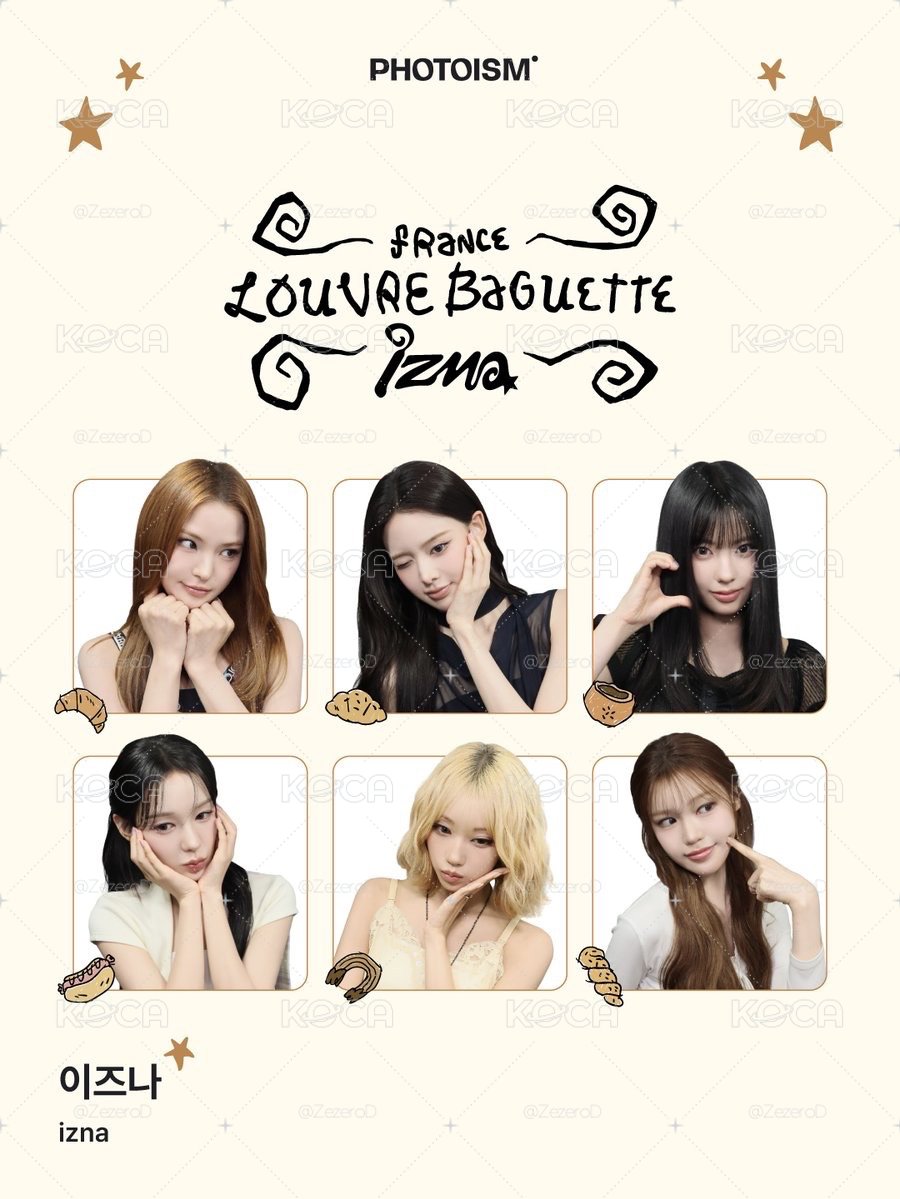 izna FRANCE LOUVRE BAGUETTE X photoism 人生四格卡 代印 1組兩張