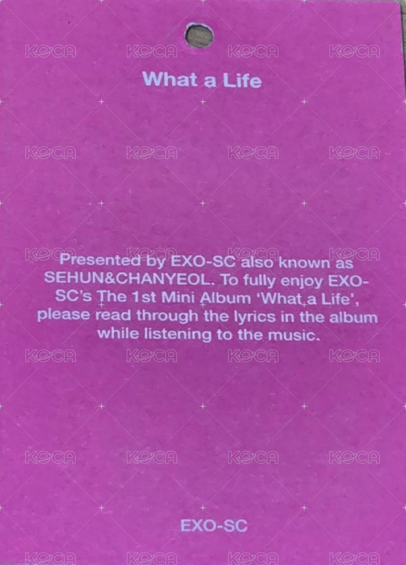What A Life 專輯卡 吊牌 背面