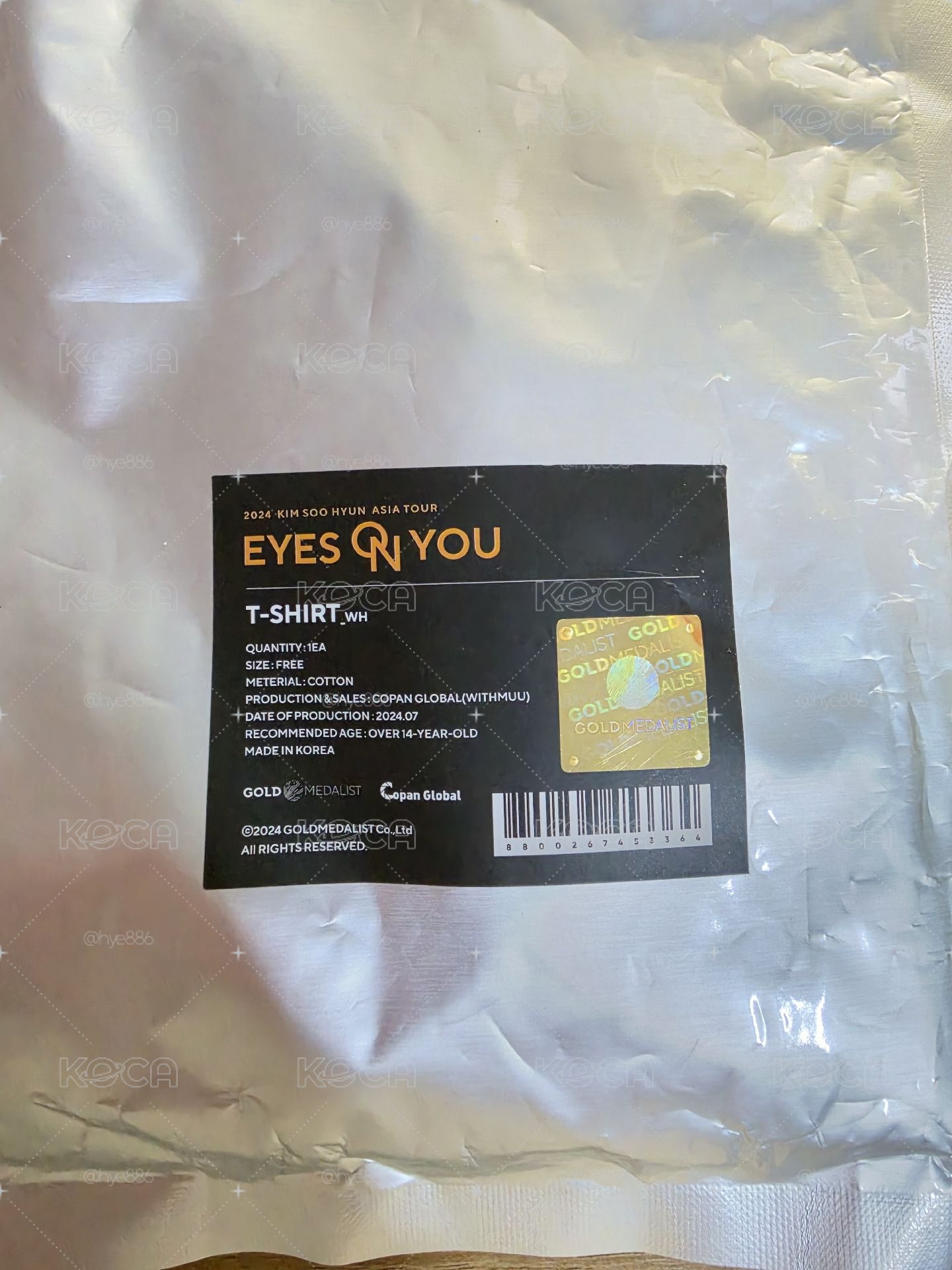 🍀金秀賢 2024亞洲巡迴粉絲見面會 [EYES ON YOU] 官方週邊衣服