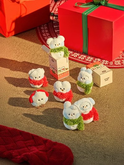 BT21 迷你雪人毛絨鑰匙圈 隨機款 節日款