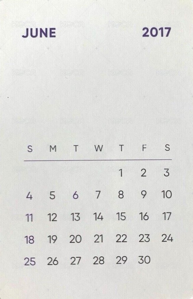 2017年曆 年曆卡  背面