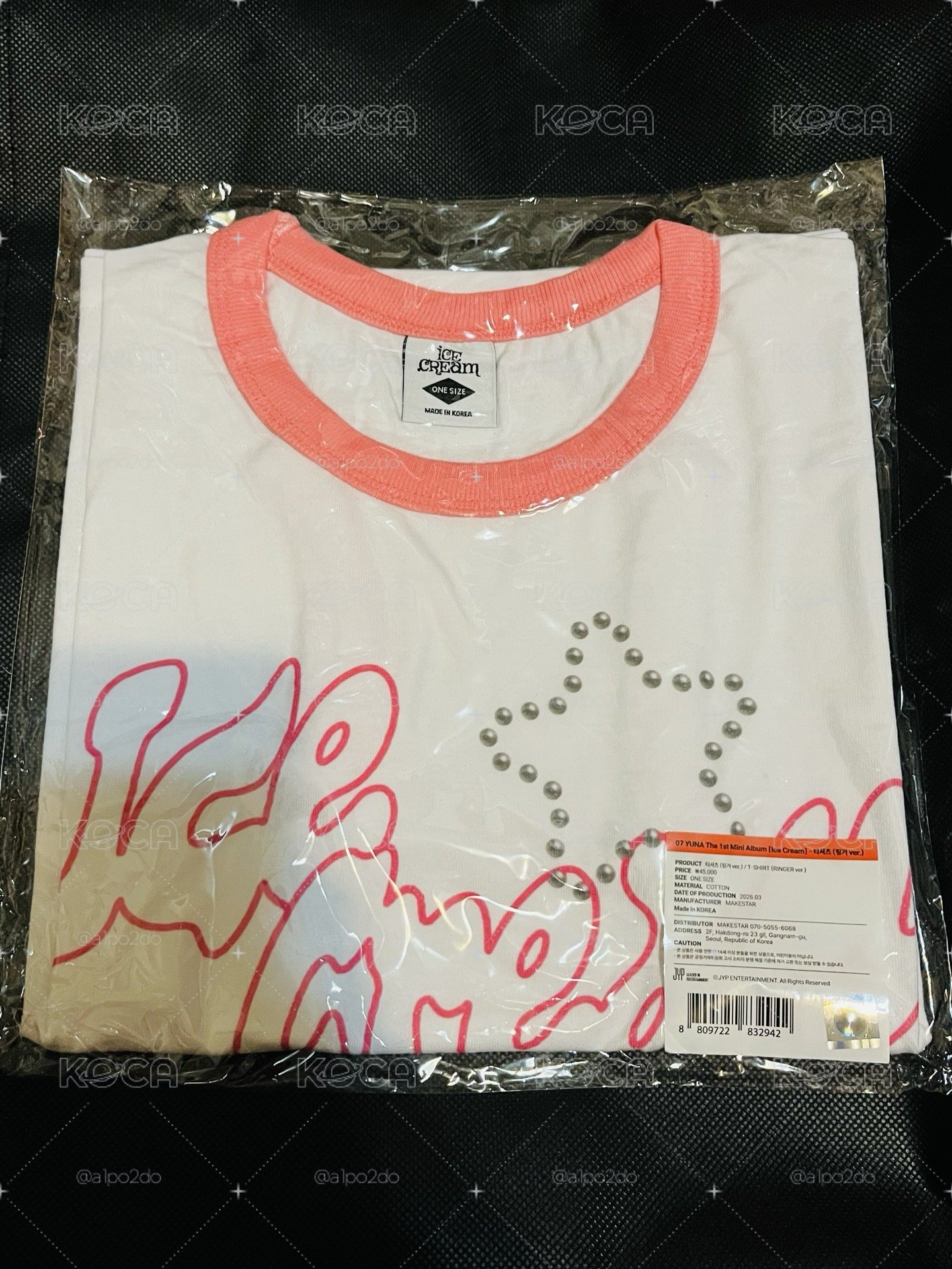 YUNA Ice Cream 滾邊 短袖白T