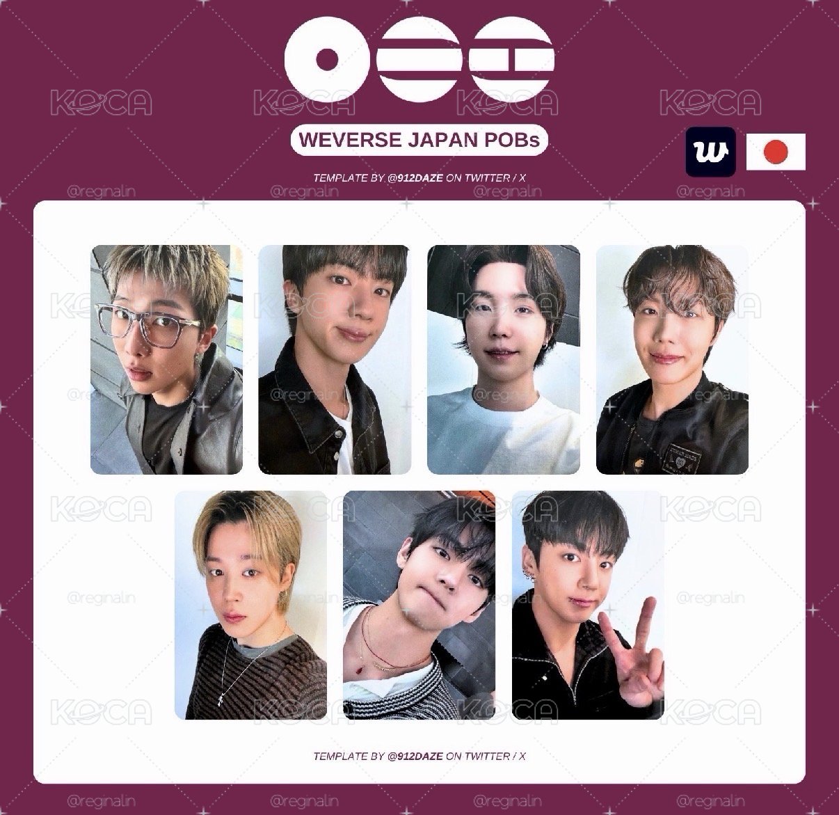 BTS 日咖特典卡一套