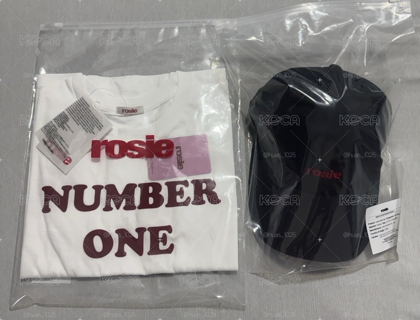 rosie 白色T+棒球帽