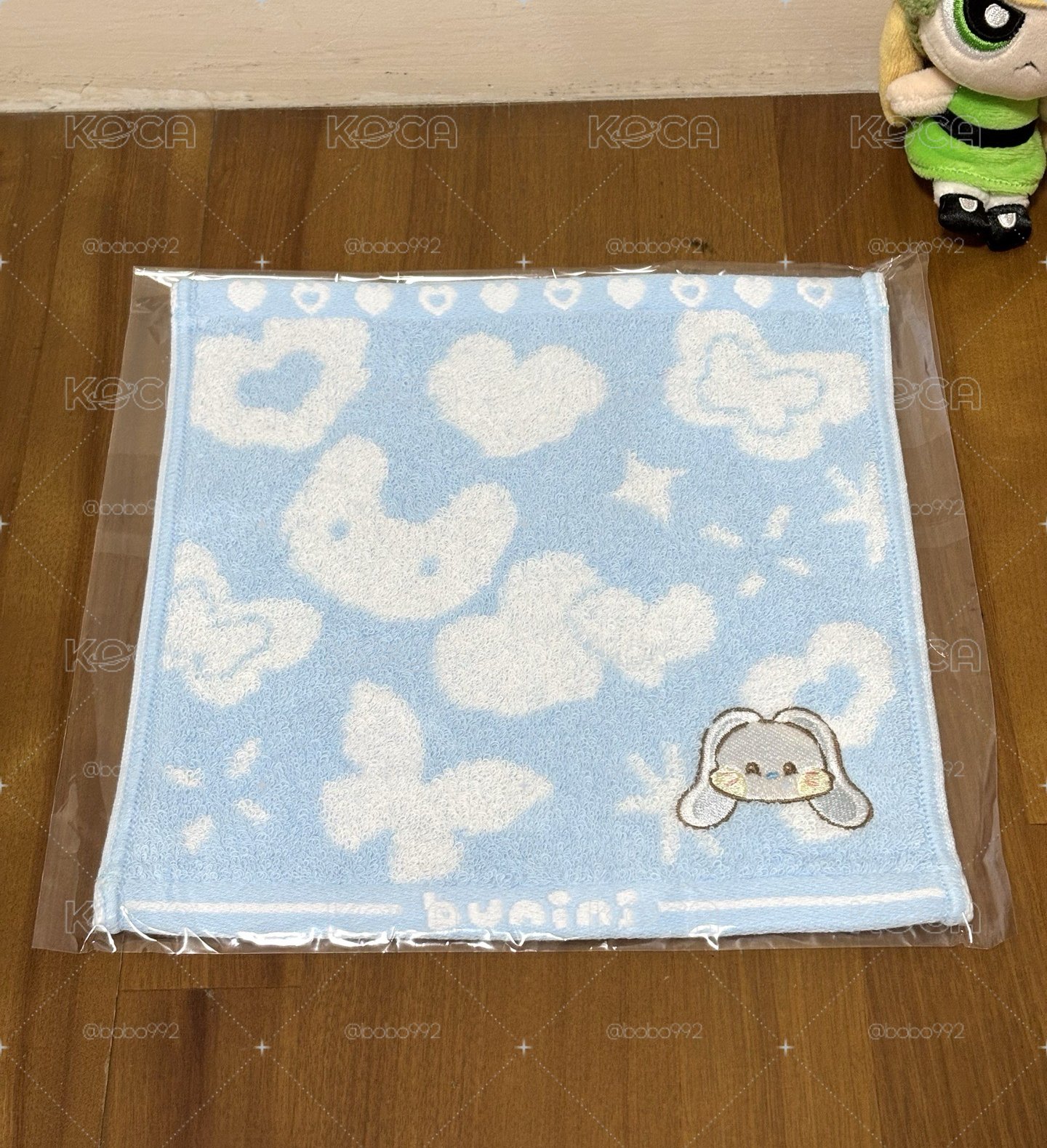 BUNINI 小方巾 藍底白兔 haerin款