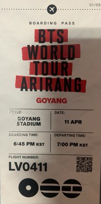 阿里郎世巡 高陽 電影卡 BTS WORLD TOUR ARIRANG 高陽場