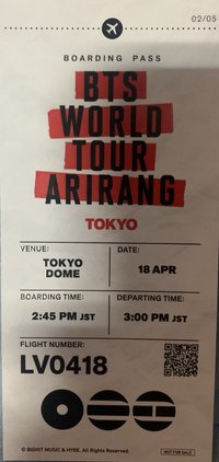 阿里郎世巡 東京 電影卡 BTS WORLD TOUR ARIRANG 東京場