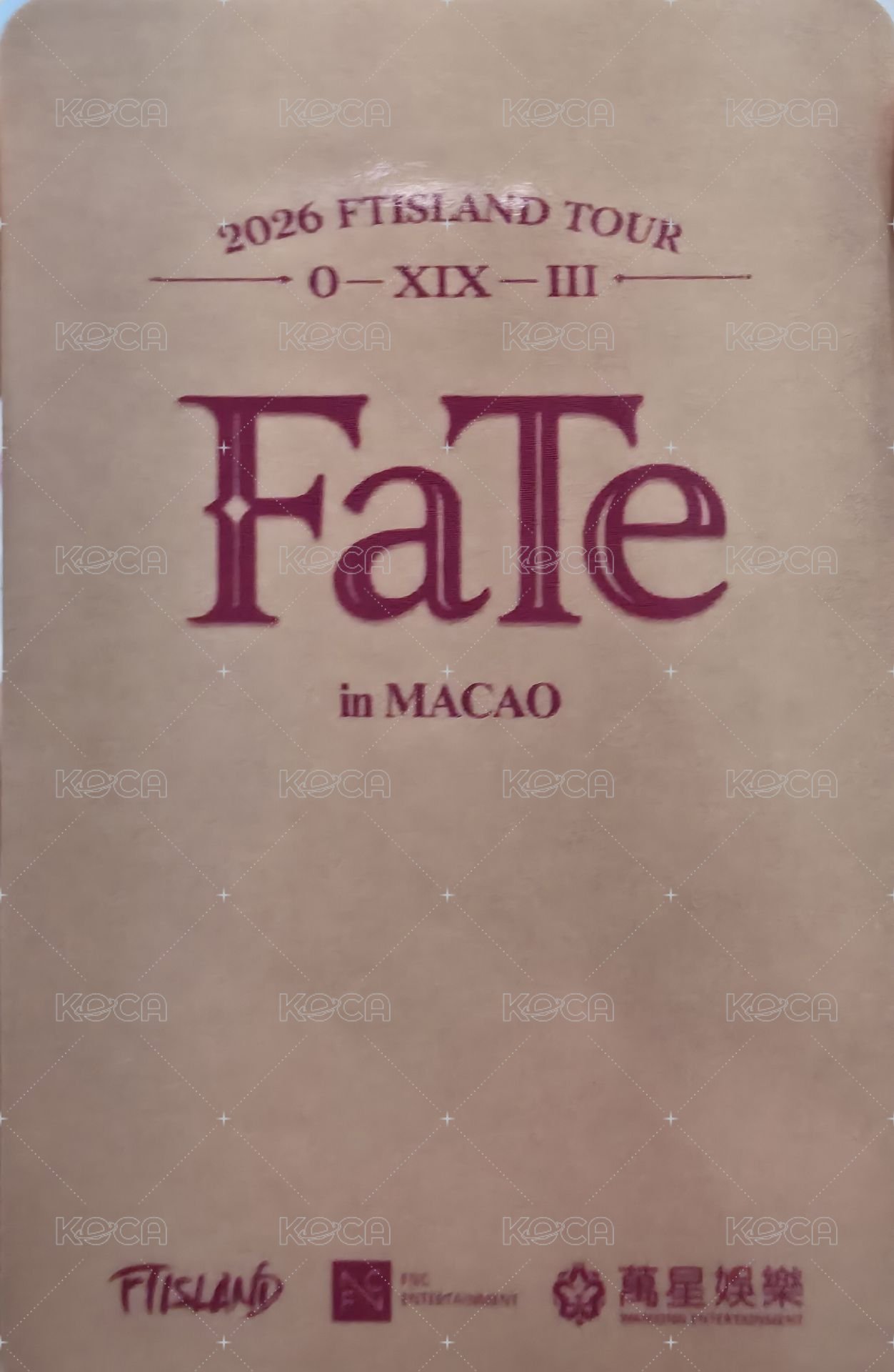 FaTe 澳門場 入場卡 / 場限卡 VIP 背面