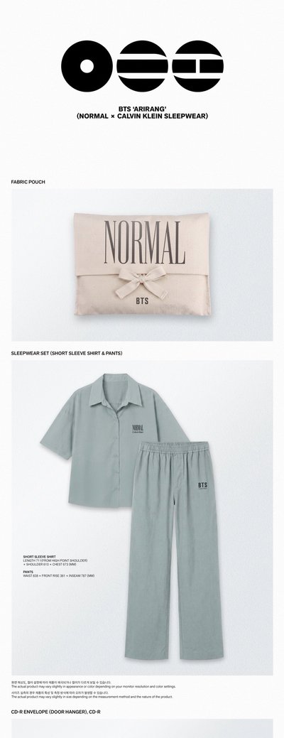 ［預購］    BTS《ARIRANG》NORMAL × Calvin Klein Sleepwear 聯名睡衣
