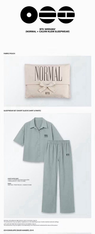 BTS ARIRANG NORMAL x CK睡衣專輯拆售