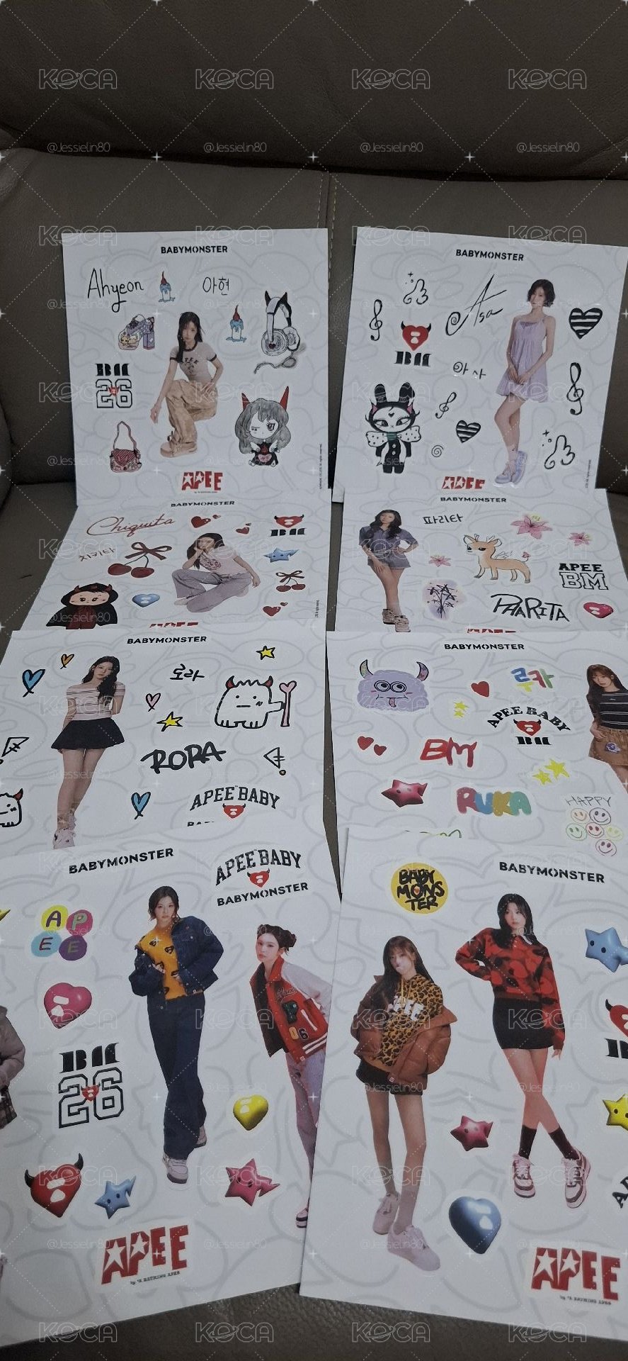 BABYMONSTER x APEE 聯名 貼紙，共八張