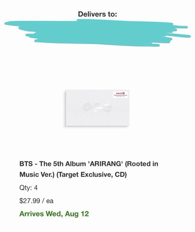 BTS ARIRANG RIM Target特典一套 無專