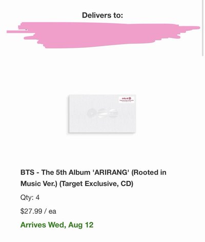 BTS ARIRANG RIM Target特典一套 無專