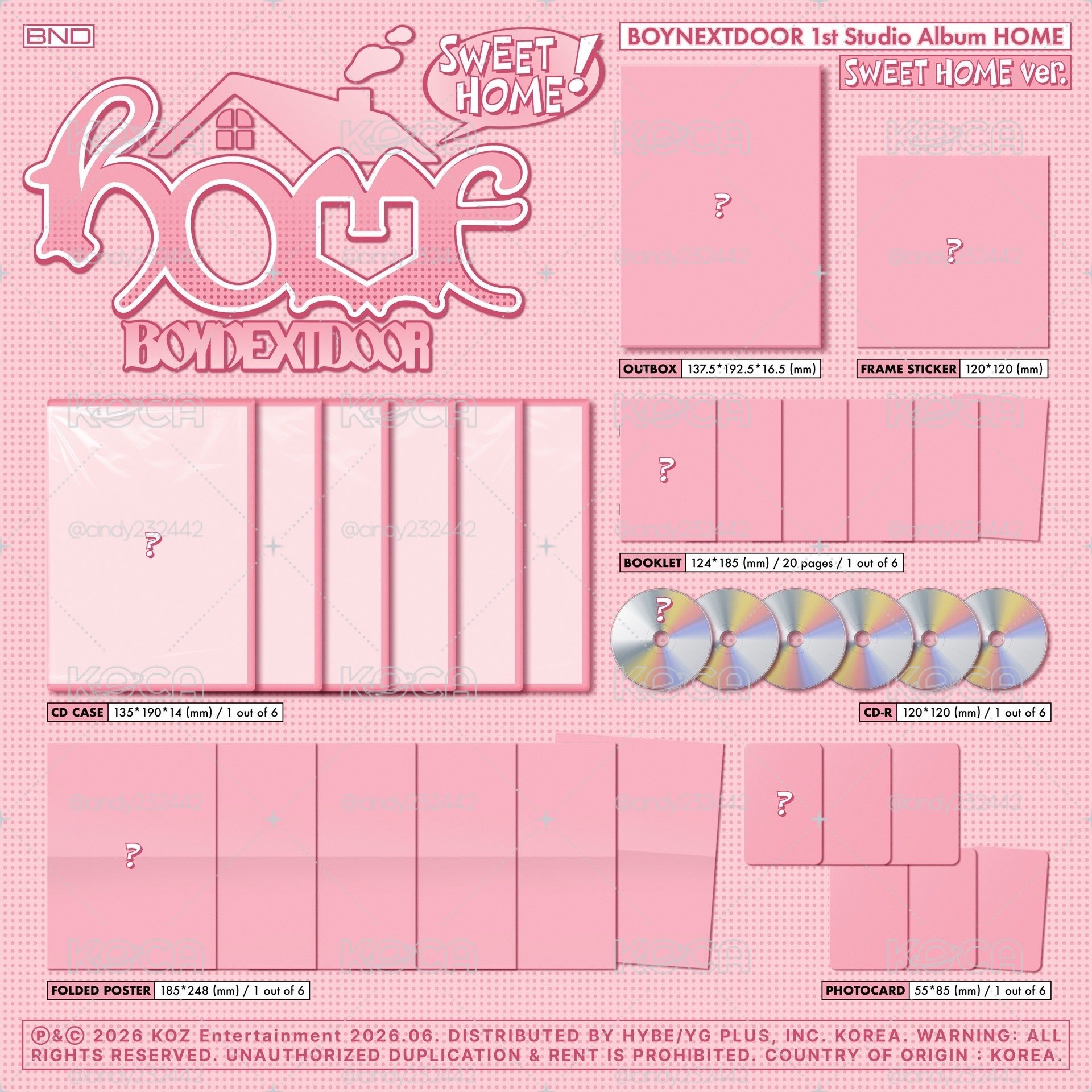🚪BOYNEXTDOOR 1st Studio Album [HOME] 一套6張已拆（卡+成員配套）