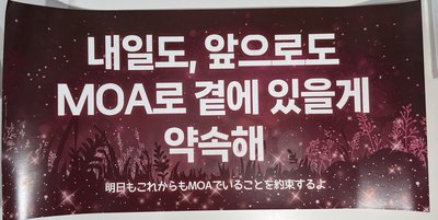 「我答應你，明天也好，以後也好，我都會是 MOA。」24’巡迴 日巡 0711東京 手幅 