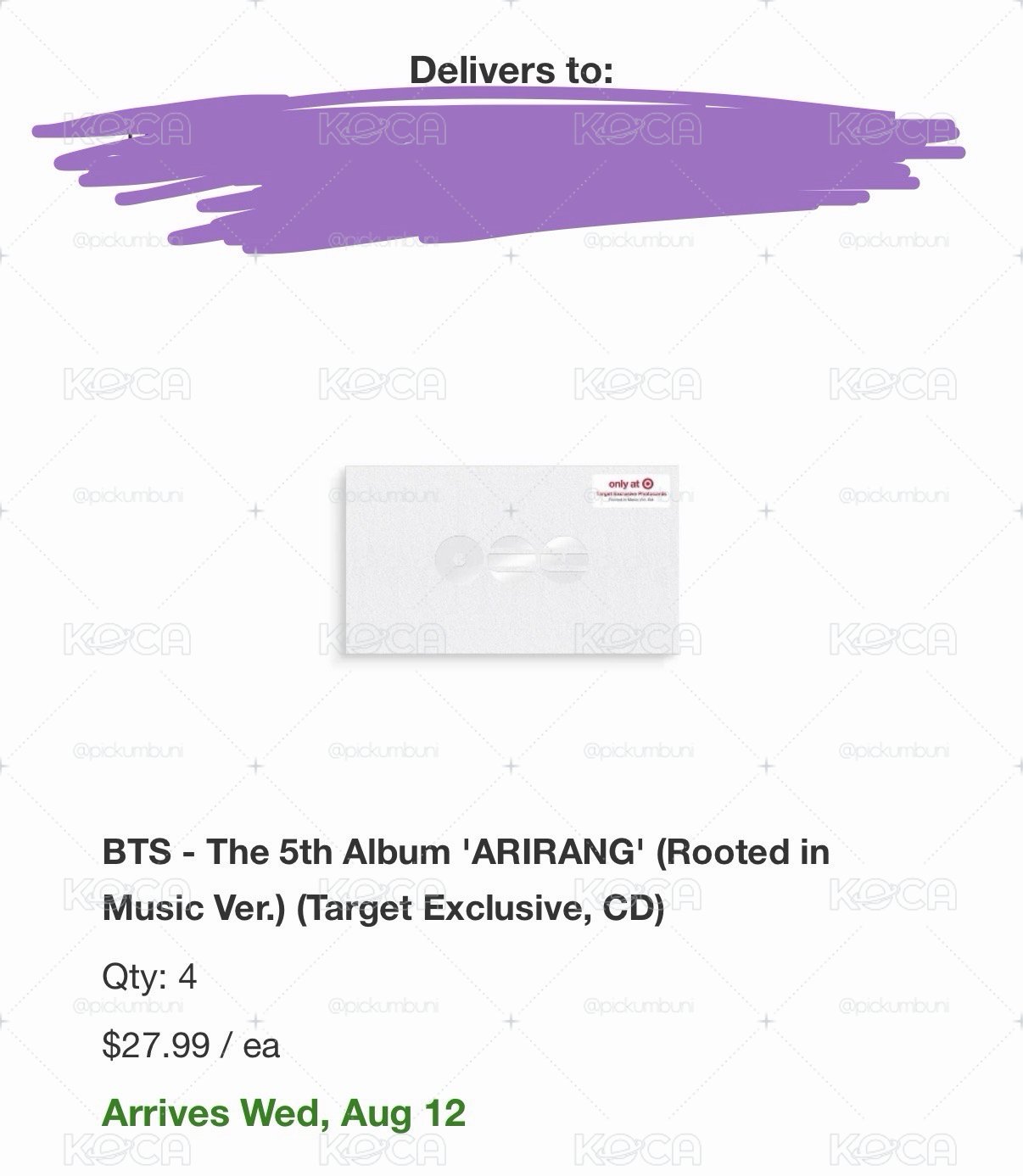 BTS ARIRANG RIM Target特典一套 無專
