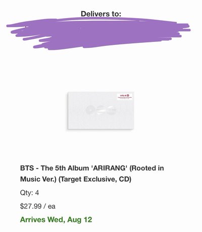 BTS ARIRANG RIM Target特典一套 無專