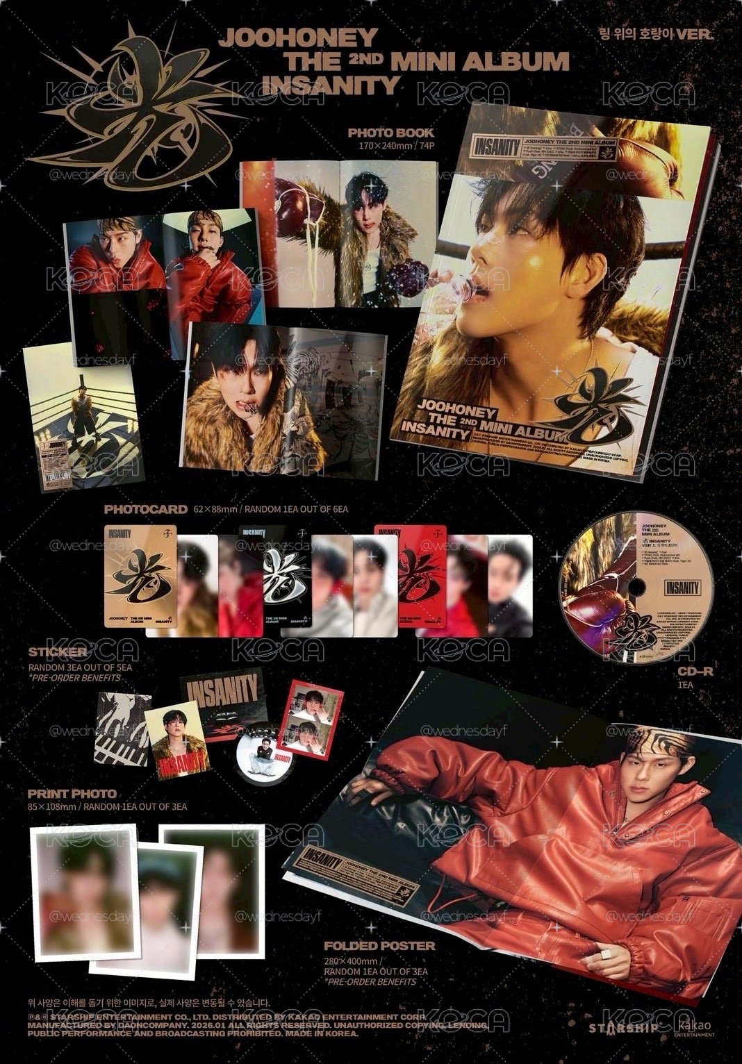 【未拆專】李周憲 JOOHONEY (MONSTA X)  迷你二輯 光 (INSANITY) 簽售專 簽售卡