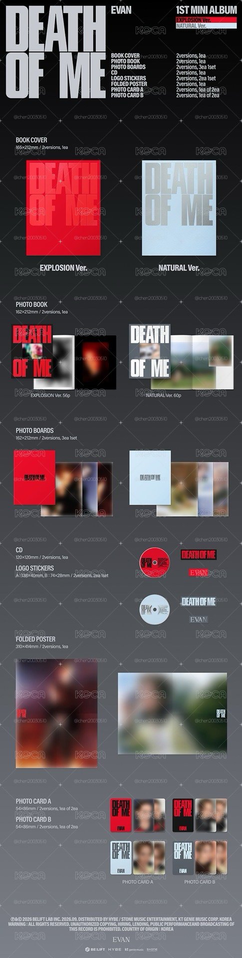 EVAN 1st Mini Album 'DEATH OF ME'