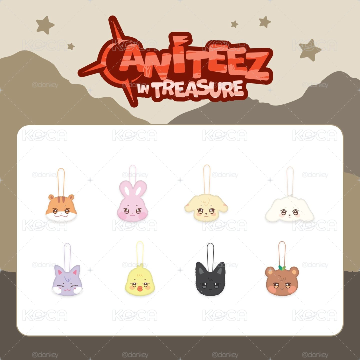 ANITEEZ IN TREASURE 大頭行李吊牌一套