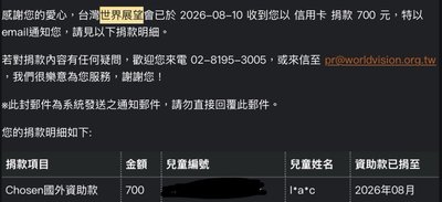 賣場營收捐款紀錄