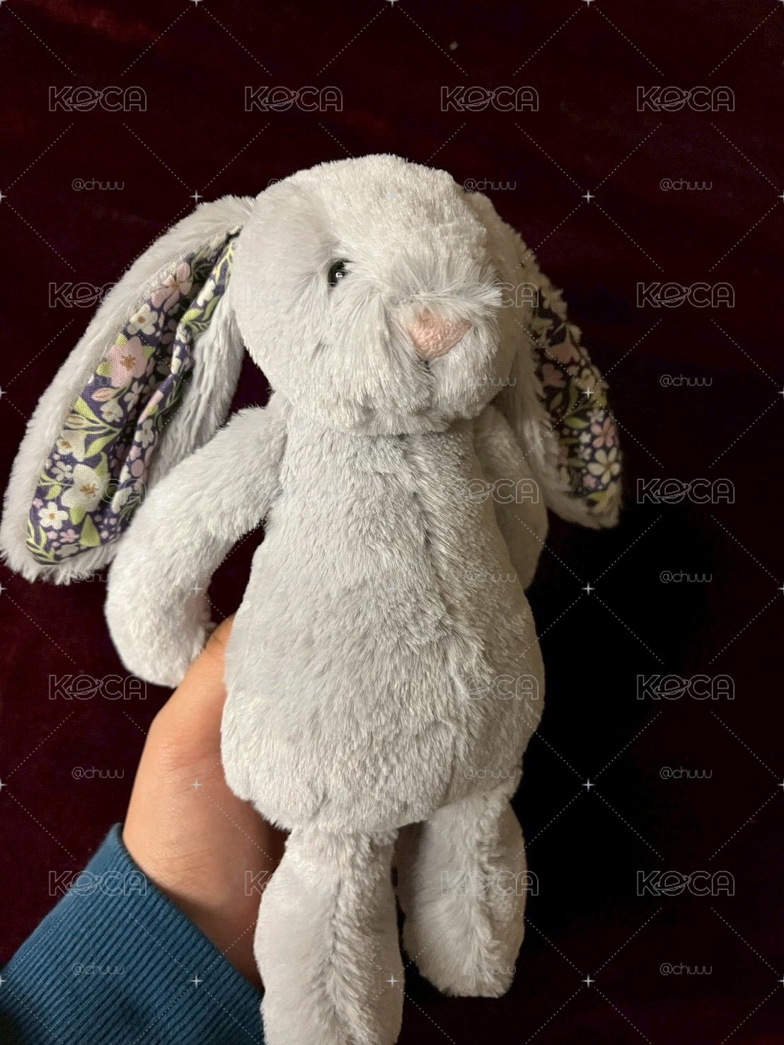 Jellycat 18cm銀灰碎花兔