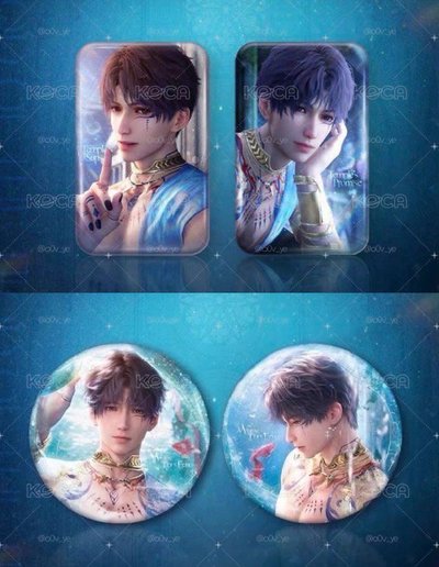🐟 戀與深空 日卡 小海神 方+圓徽章一套組