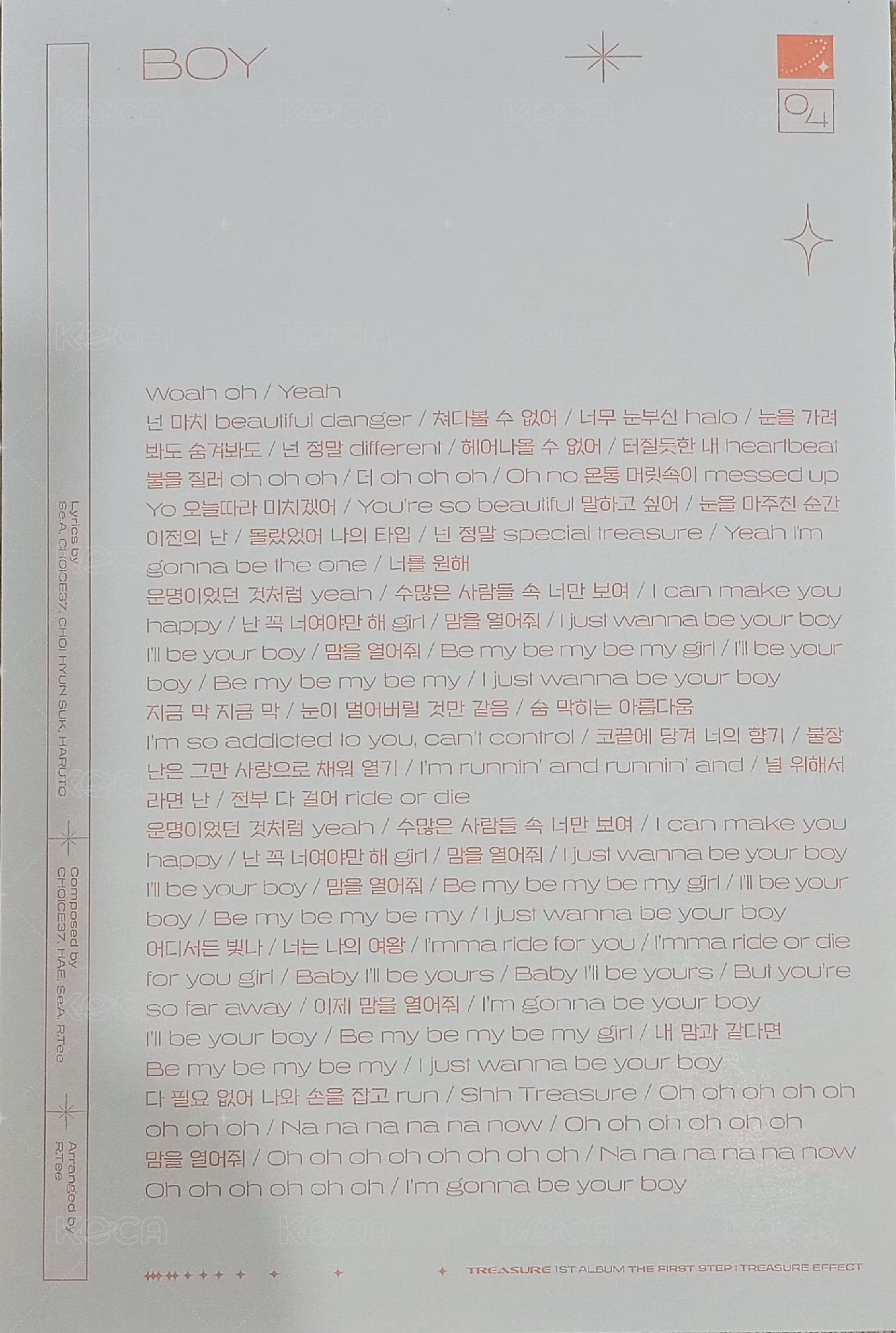 THE FIRST STEP:TREASURE EFFECT 明信片  背面