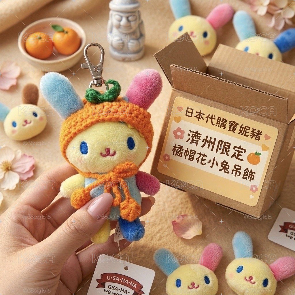 濟州島帶回橘子花小兔