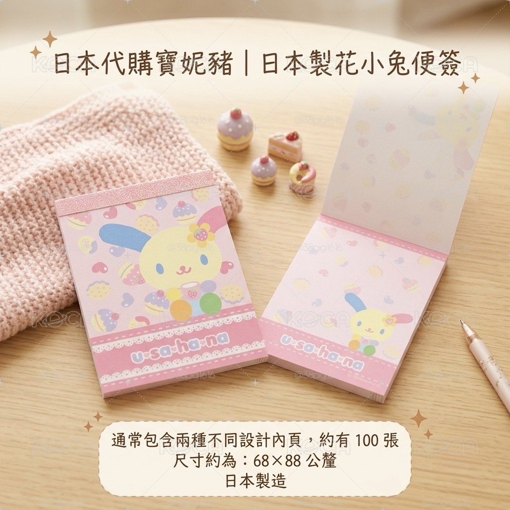 日本製花小兔便簽