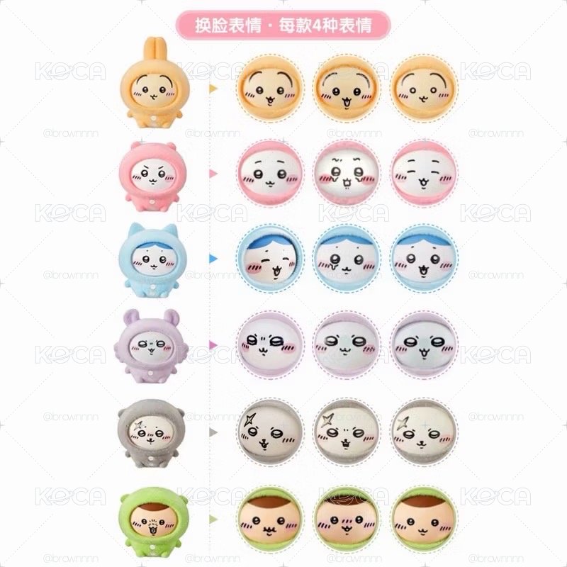 吉伊卡哇 名創優品 miniso 睡衣換臉糖膠吊飾（兔八師栗桃）每款可換四張臉